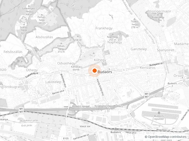 Budaörs és környéke térképen — RoboTherm kiszolgált terület