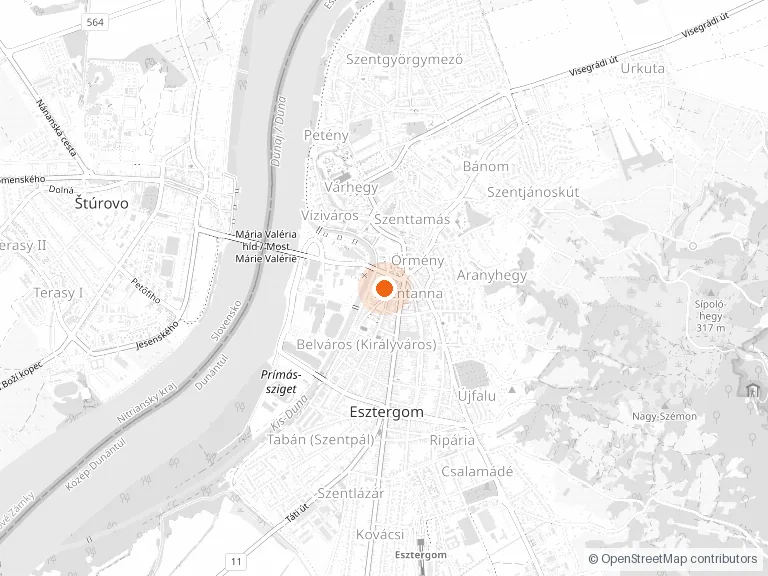Esztergom és környéke térképen — RoboTherm kiszolgált terület